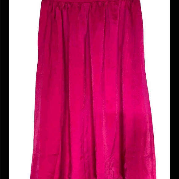 Milk & Honey Women’s size Small Hot Pink Maxi Pleated Skirt Elastic Waist, wais - Picture 5 of 6